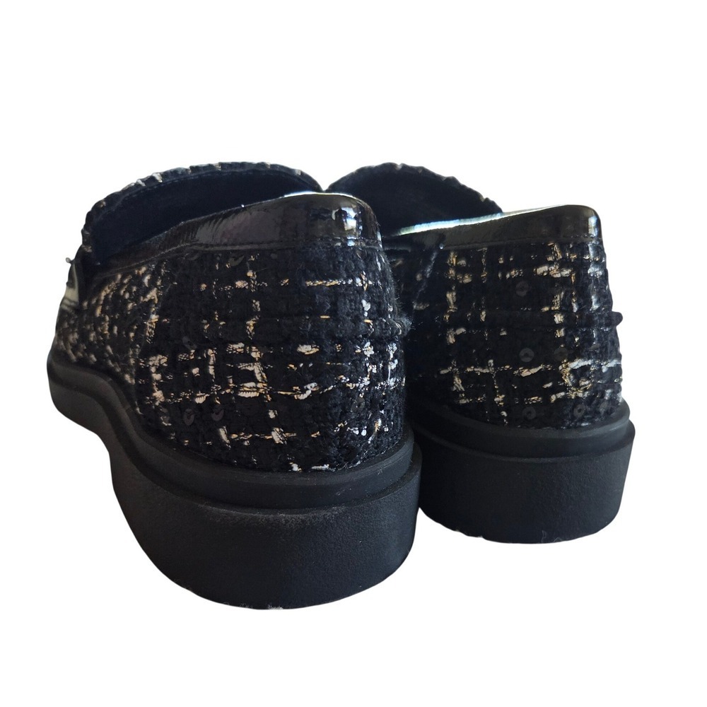 Jessica Simpson Loafers Women 8.5 Black New Tweed Sequin Patent Penny Platform - Picture 5 of 6